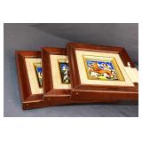 3 VINTAGE FRAMED HOLLAND TILES