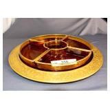 VINTAGE AMBER GLASS SERVING TRAY