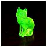 MOSSER VASELINE YELLOW GLASS CAT