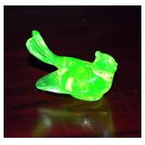 MOSSER VASELINE YELLOW GLASS BIRD