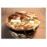 HAT BOX WITH FLAGS AND PLASTIC BEADS