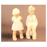 VINTAGE CHALKWARE BOY AND GIRL FIGURINES
