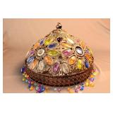 TIN AND PLASTIC BEAD LAMP SHADE