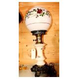 VINTAGE CERAMIC LAMP WITH GLASS SHADE