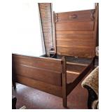 ANTIQUE OAK HIGH BACK BED