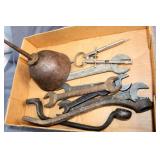LOT OF VINTAGE TOOLS WITH FORD WRENCH