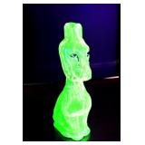 DEPRESSION GREEN URANIUM GLASS DOG DECANTER