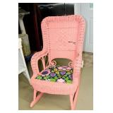 VINTAGE PINK WICKER ROCKING CHAIR