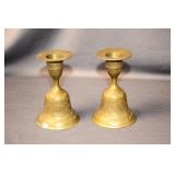 PAIR OF VINTAGE BRASS BELL CANDLE HOLDERS