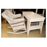 VINTAGE WICKER DESK AND ROCKING CHAIR