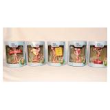 5 RARE PINK PANTHER ORNAMENTS IN BOX