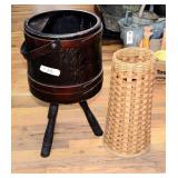 VINTAGE 3 LEGGED WOOD SEWING BASKET