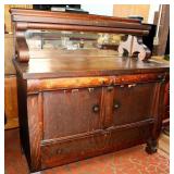 VINTAGE OAK EMPIRE BUFFET WITH MIRROR