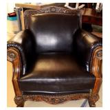 LEATHER AND WOOD ARMCHAIR