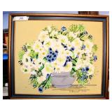 VINTAGE FRAMED CREWEL ARTWORK