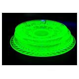 Five Depression Green Uranium Glass Plates