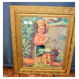 Antique Framed Print with Ornate Gilt Frame