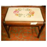 Vintage Mahogany Bench with Floral Upholstery