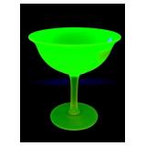 Depression Satin Vaseline Uranium Glass Compote