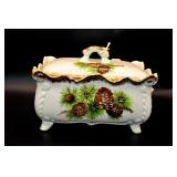 Porcelain Box With Pinecone Design, 6-1/4 Inches