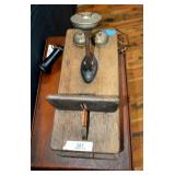 Early 1900s Oak Wall Telephone Apparatus