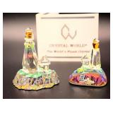 2 Crystal World Miniature Lighthouse Figurines