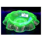 Uranium Depression Green Glass Ruffled Edge Bowl