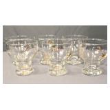 Six Liquor Glasses With Atomic Gold Star Design