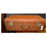 Vintage Leather Suitcase With Metal Hardware