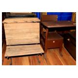 Two Vintage School Desks with Metal Bases