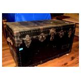 Vintage High Black Steamer Trunk