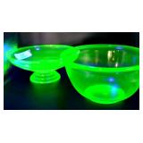 Depression Green Uranium Glass Bowl Set