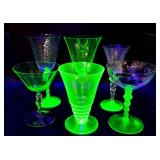 Lot of Six Uranium Depression Glass Stemware