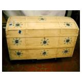 Wooden Chest With Decorative Floral Details