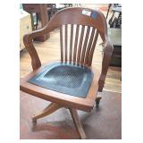 Antique B.L. Marble Oak Office Chair With Leather