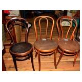 Three Vintage Bentwood Chairs with Round Seats