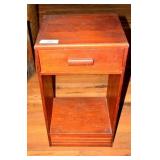 Vintage Wooden Side Table With Drawer and Shelf