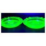 Depression Green Uranium Glass Ashtrays