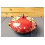 Vintage Red Empire Ware Covered Dish with Handles