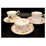 Three Porcelain Cup and Saucer Sets