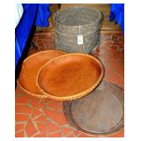 Woven Baskets and Circular Wood Tray