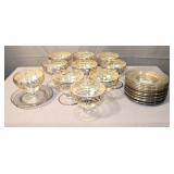 Retro Dessert Set With Silver Overlay Greek Key