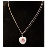 Sterling Italian Chain with Pink Ice Pendant