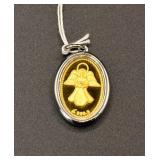 Silver-Gold Composition Encased in Glass Pendant
