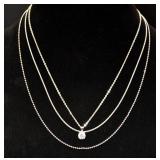 Three Sterling Silver Necklaces With Pendant