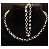 Sterling Silver Link Chain Necklace And Bracelet