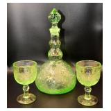 Indiana Glass Green Tiara Chantilly Decanter Set