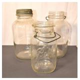 Three Vintage Mason-Style Glass Jars