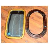 Vintage Wood Oval Frame and Rectangular Mirror