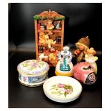 Russ Bears, Falcon China Trinket Box, Ceramic Bell